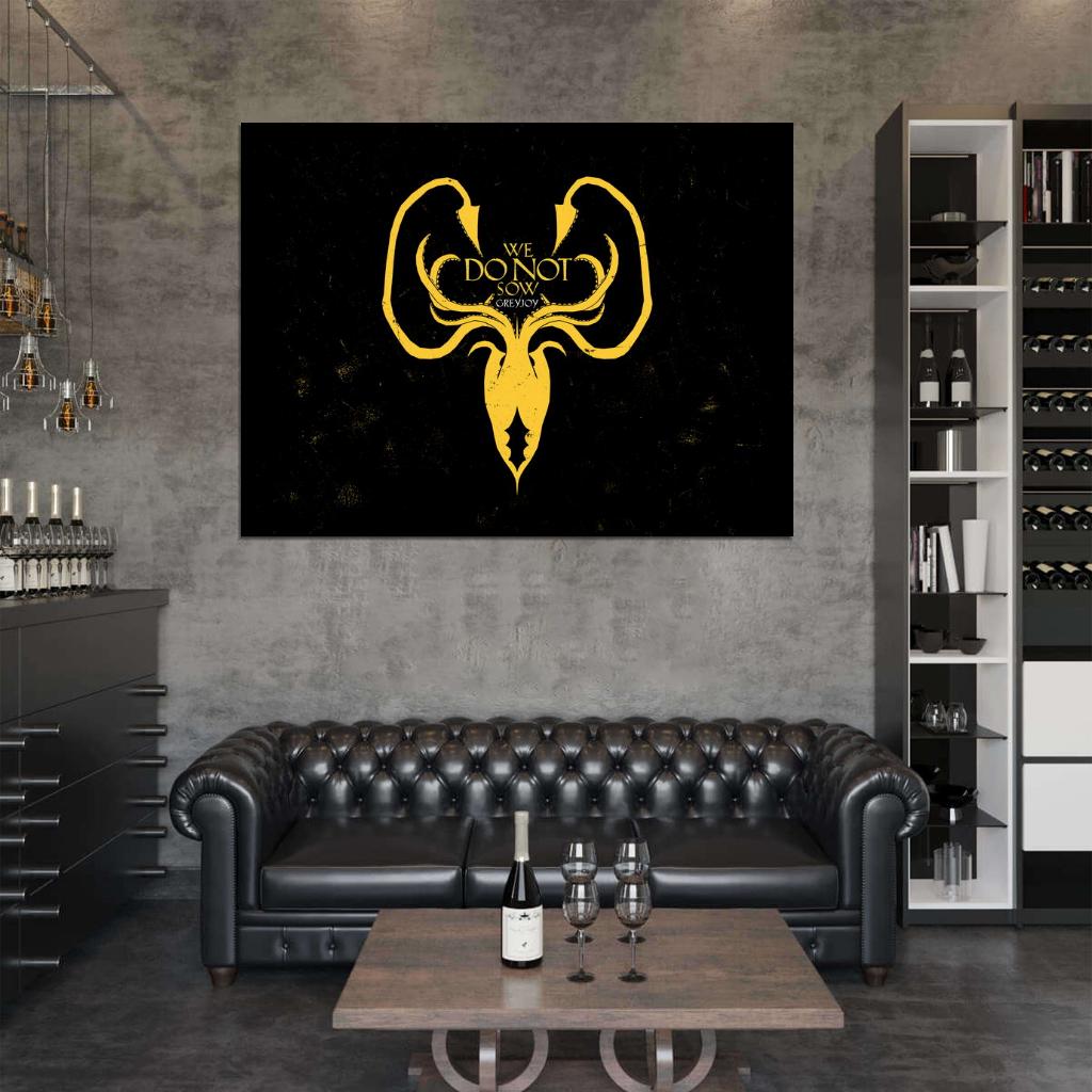 House Greyjoy of Pyke Logo Sigil Coat of Arms Game of Thrones Wall Art Print Poster