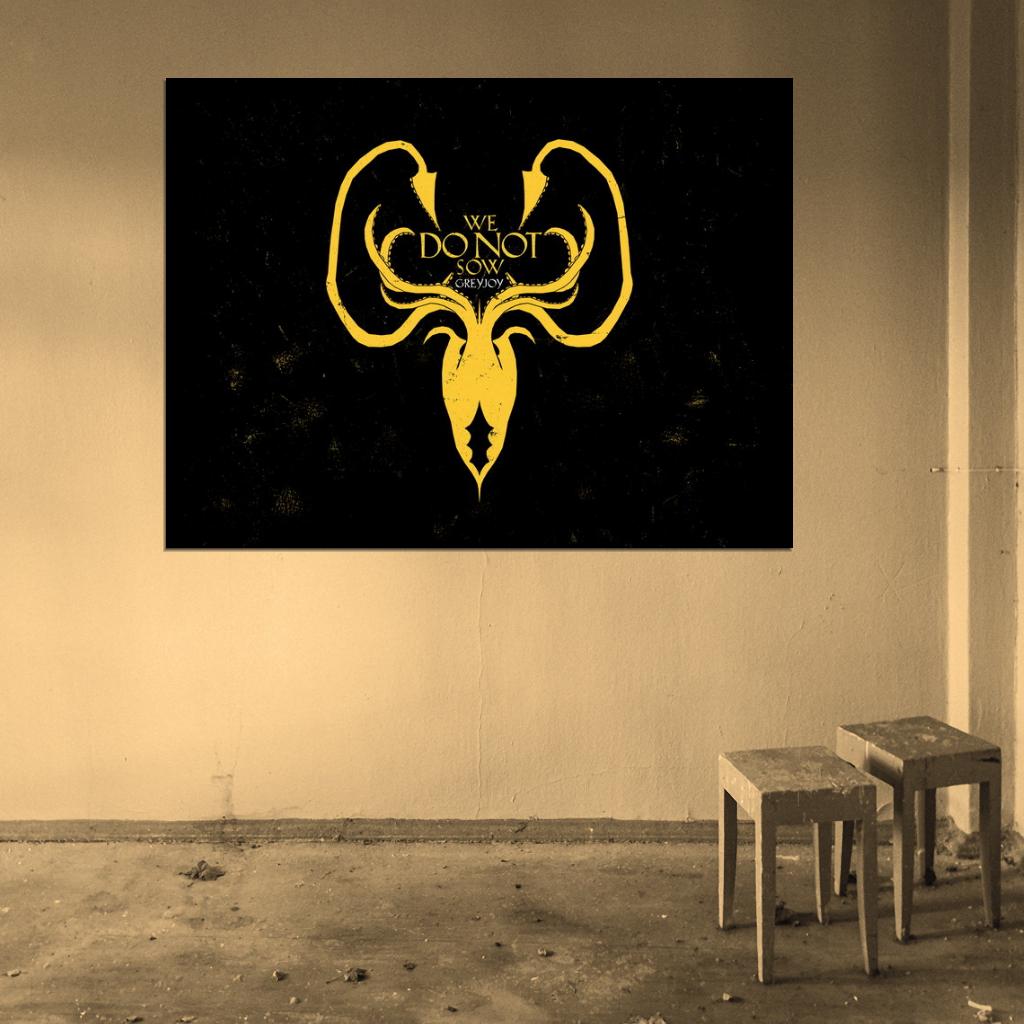 House Greyjoy of Pyke Logo Sigil Coat of Arms Game of Thrones Wall Art Print Poster