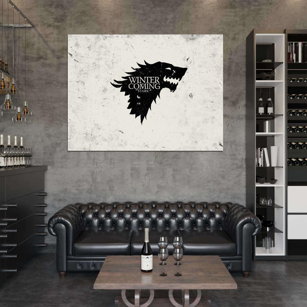House Stark of Winterfell Wolf Logo Sigil Coat of Arms Game of Thrones Wall Art Print Poster