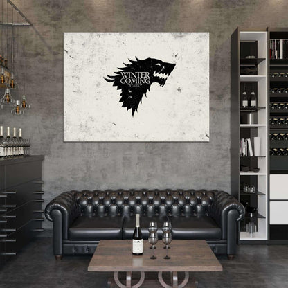 House Stark of Winterfell Wolf Logo Sigil Coat of Arms Game of Thrones Wall Art Print Poster