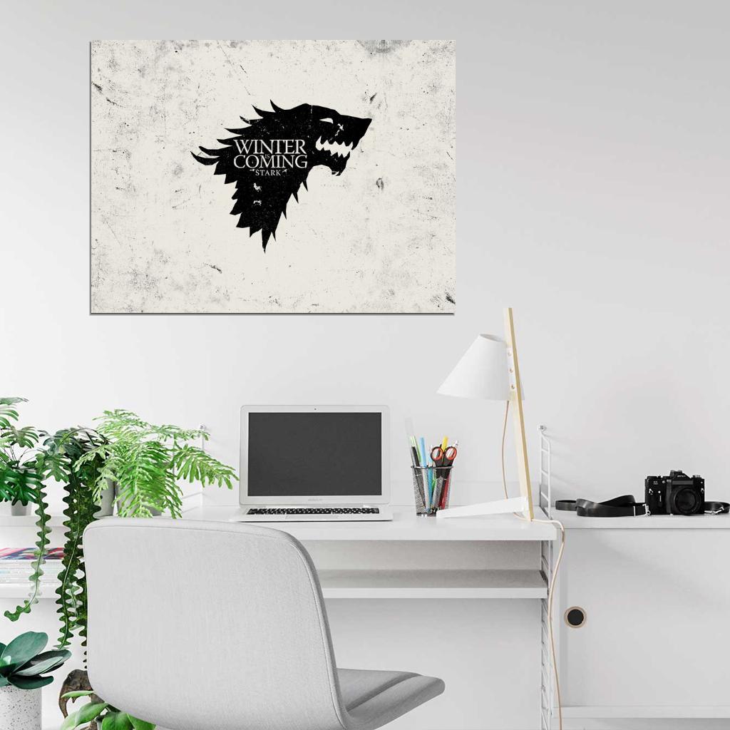 House Stark of Winterfell Wolf Logo Sigil Coat of Arms Game of Thrones Wall Art Print Poster