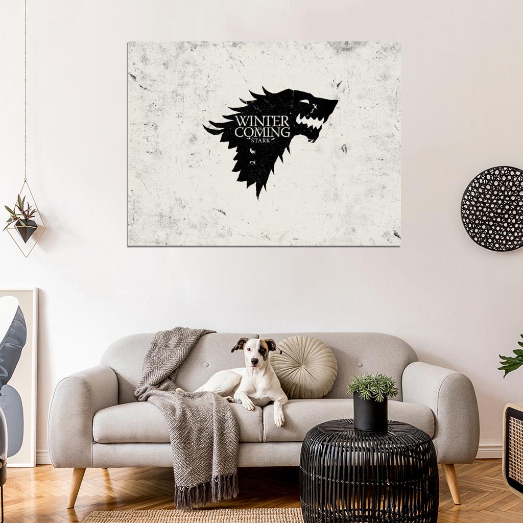 House Stark of Winterfell Wolf Logo Sigil Coat of Arms Game of Thrones Wall Art Print Poster