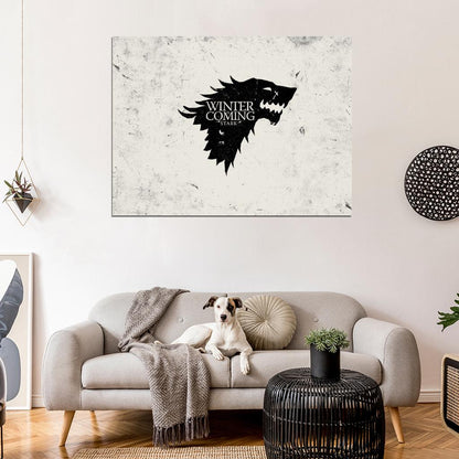House Stark of Winterfell Wolf Logo Sigil Coat of Arms Game of Thrones Wall Art Print Poster
