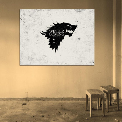 House Stark of Winterfell Wolf Logo Sigil Coat of Arms Game of Thrones Wall Art Print Poster