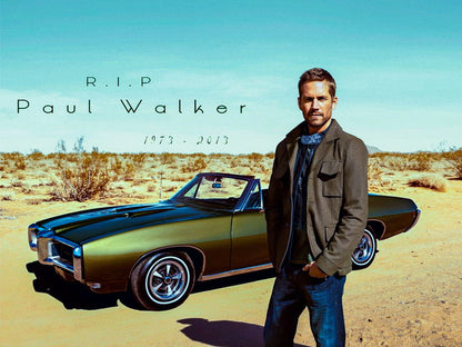 Paul Walker RIP 1973-2013 Movie Actor Car Wall Art Print Poster