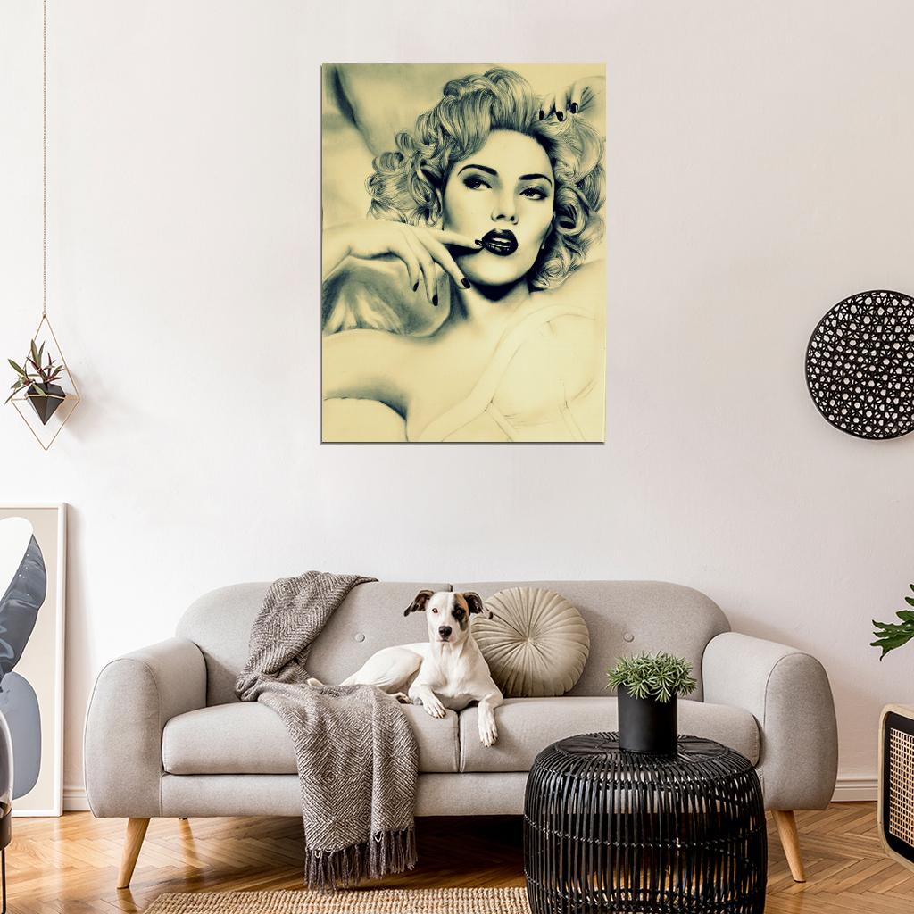Scarlett Johansson Hot Actress Portrait Drawing Painting Art Wall Art Print Poster