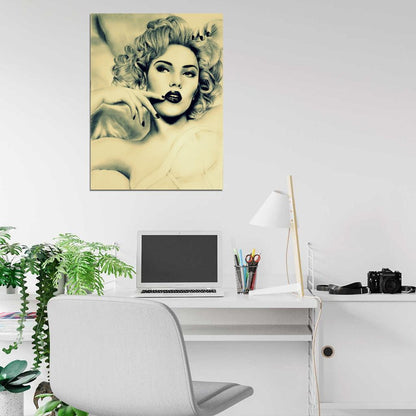 Scarlett Johansson Hot Actress Portrait Drawing Painting Art Wall Art Print Poster