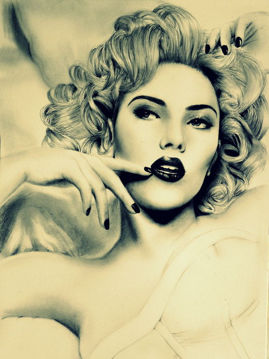 Scarlett Johansson Hot Actress Portrait Drawing Painting Art Wall Art Print Poster