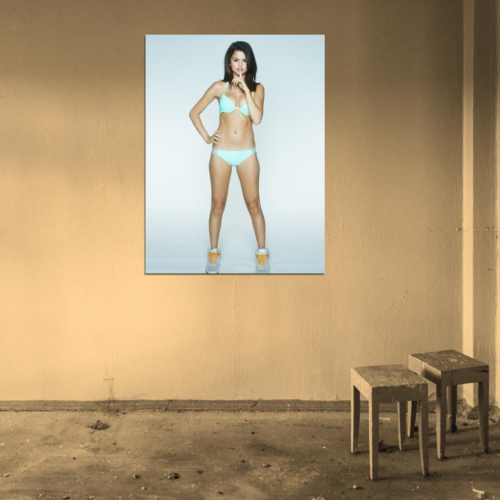Selena Gomez Hot Underwear Sexy Body Lingerie Cute Singer Actress Wall Art Print Poster