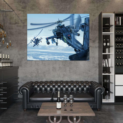 Boeing AH-64D Apache Longbow Helicopters Military Aircraft Painting Art Wall Art Print Poster