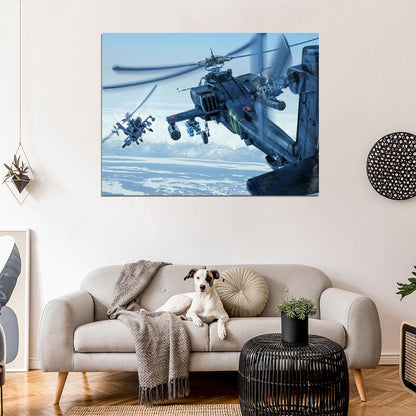 Boeing AH-64D Apache Longbow Helicopters Military Aircraft Painting Art Wall Art Print Poster