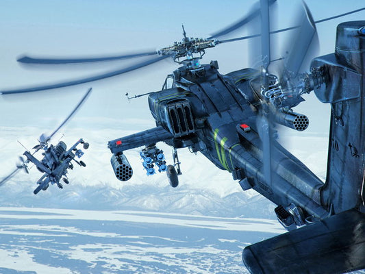 Boeing AH-64D Apache Longbow Helicopters Military Aircraft Painting Art Wall Art Print Poster