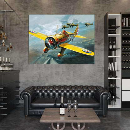 Boeing P-26A Peashooter Aircraft Painting Art Wall Art Print Poster