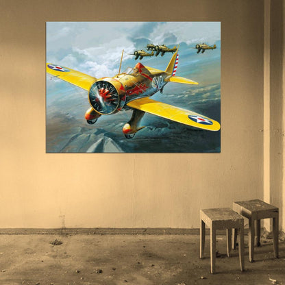 Boeing P-26A Peashooter Aircraft Painting Art Wall Art Print Poster
