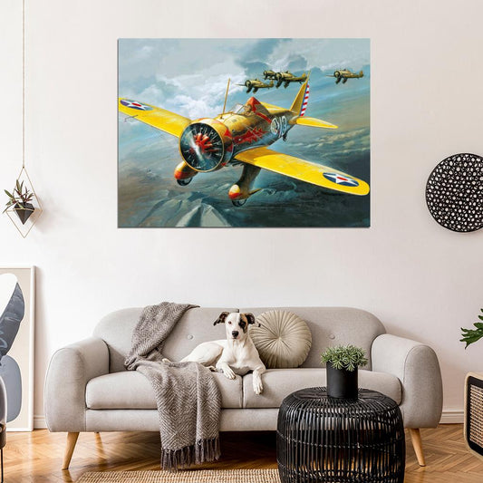 Boeing P-26A Peashooter Aircraft Painting Art Wall Art Print Poster