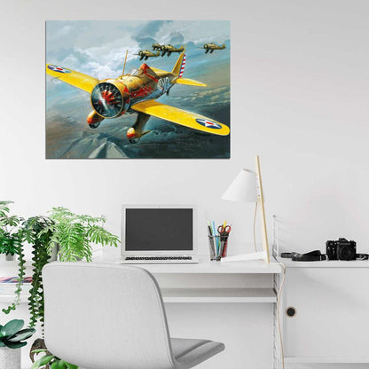 Boeing P-26A Peashooter Aircraft Painting Art Wall Art Print Poster
