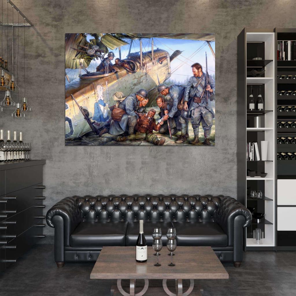 Pilot Aircraft World War 1 WW1 Military Painting Art Wall Art Print Poster