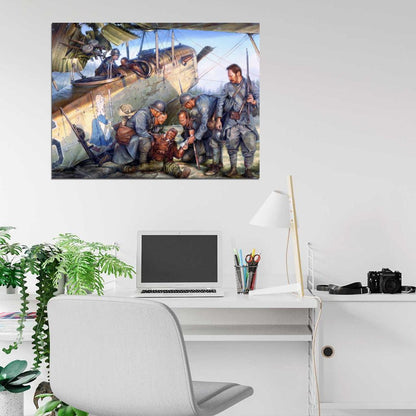 Pilot Aircraft World War 1 WW1 Military Painting Art Wall Art Print Poster