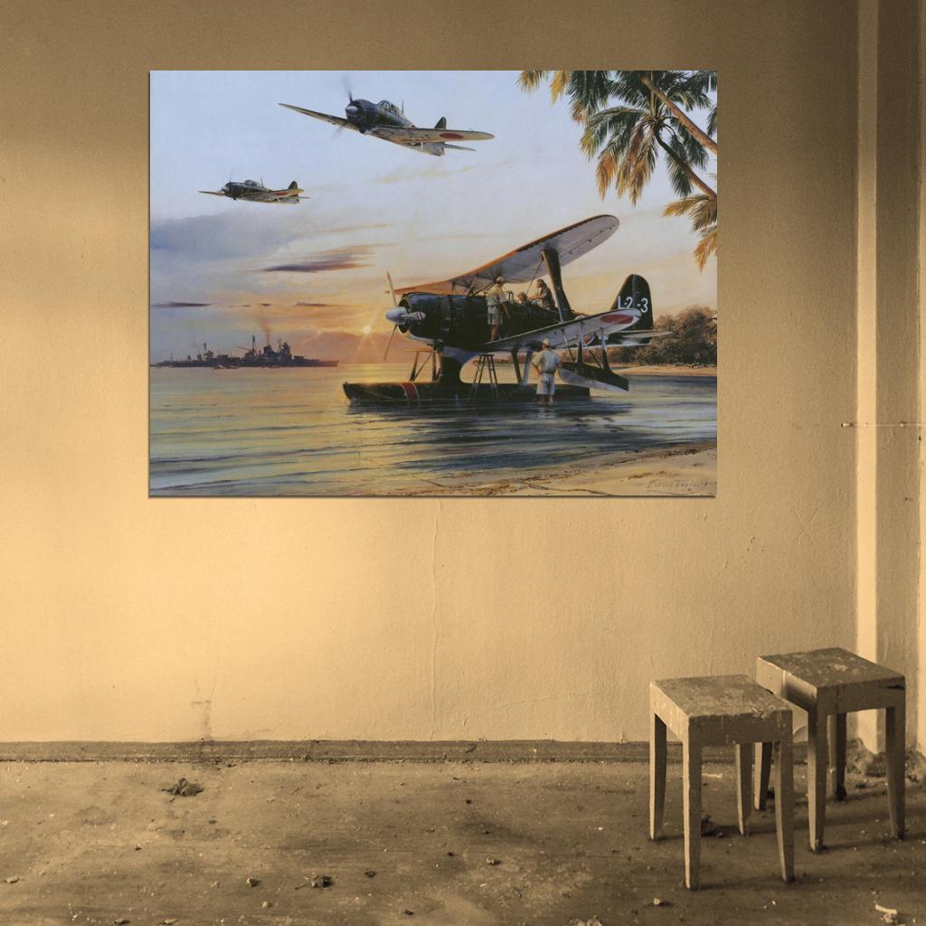Japanese Aircraft World War 2 WW2 Military Painting Art Wall Art Print Poster