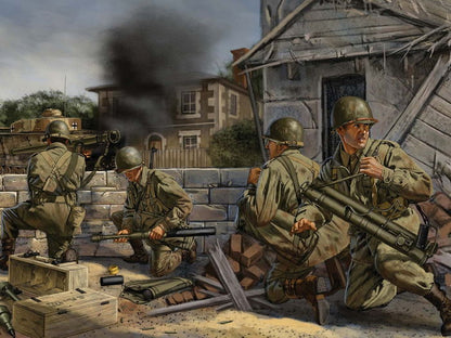 American Soldiers Bazooka Tank World War 2 WW2 Military Painting Art Wall Art Print Poster