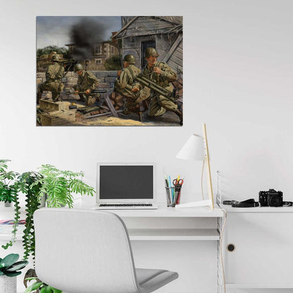 American Soldiers Bazooka Tank World War 2 WW2 Military Painting Art Wall Art Print Poster
