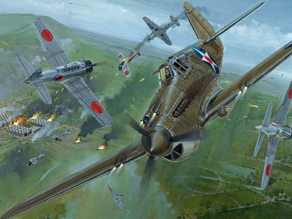 Dogfight Aircraft World War 2 WW2 Military Painting Art Wall Art Print Poster