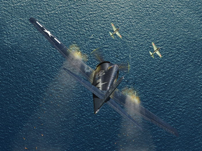 Grumman F6F Hellcat Aircraft Dogfight World War 2 WW2 Military Painting Art Wall Art Print Poster