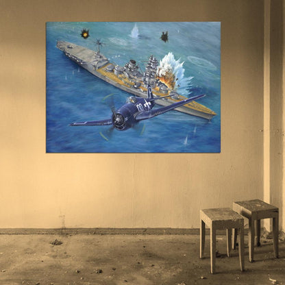 Grumman F6F Hellcat Aircraft Carrier Battle World War 2 WW2 Military Painting Art Wall Art Print Poster
