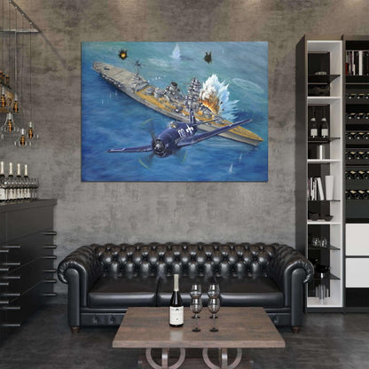 Grumman F6F Hellcat Aircraft Carrier Battle World War 2 WW2 Military Painting Art Wall Art Print Poster