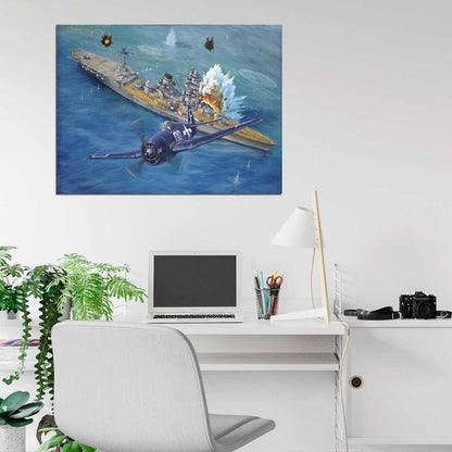 Grumman F6F Hellcat Aircraft Carrier Battle World War 2 WW2 Military Painting Art Wall Art Print Poster