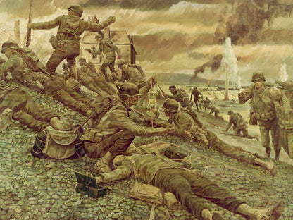 Invasion of Normandy D-Day Battle Soldiers World War 2 WW2 Painting Art Wall Art Print Poster