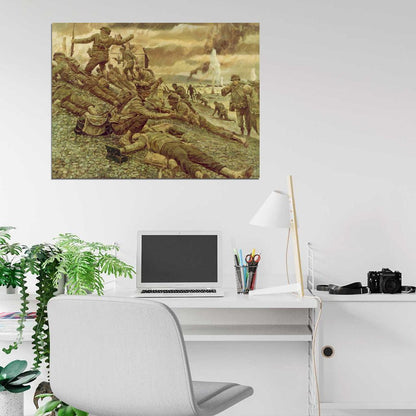 Invasion of Normandy D-Day Battle Soldiers World War 2 WW2 Painting Art Wall Art Print Poster
