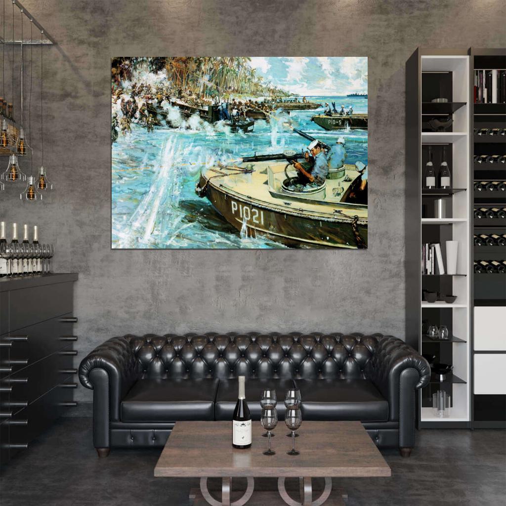 Battle of Okinawa 1945 Soldiers World War 2 WW2 Painting Art Wall Art Print Poster