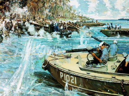 Battle of Okinawa 1945 Soldiers World War 2 WW2 Painting Art Wall Art Print Poster