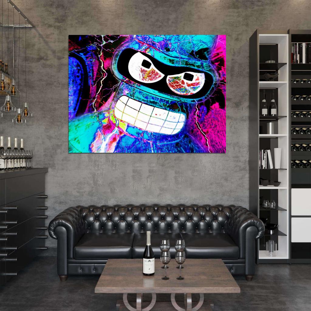 Bender Rodriguez Cool Acid Art Futurama Wall Art Print Poster