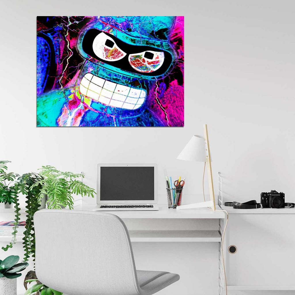 Bender Rodriguez Cool Acid Art Futurama Wall Art Print Poster