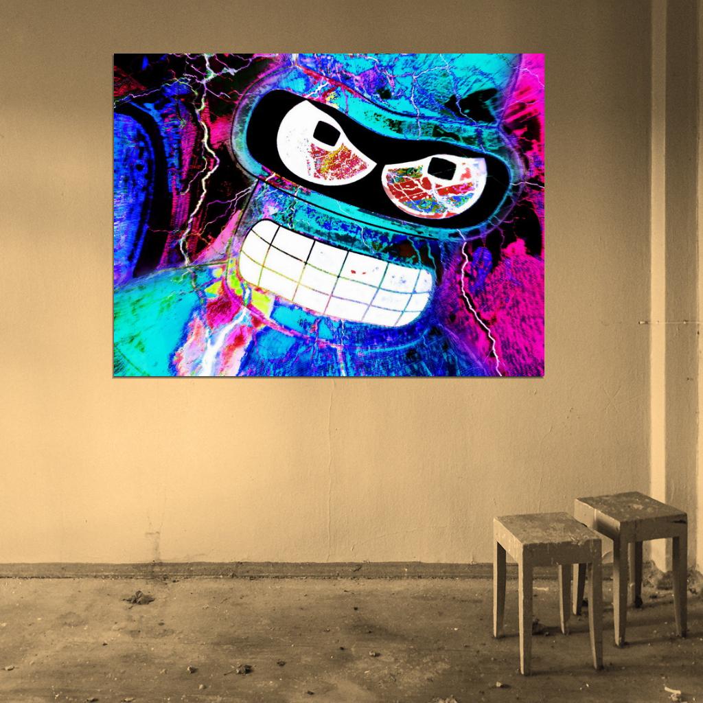 Bender Rodriguez Cool Acid Art Futurama Wall Art Print Poster