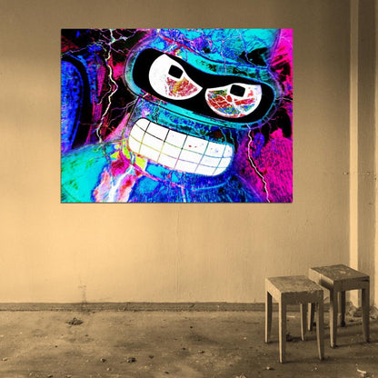 Bender Rodriguez Cool Acid Art Futurama Wall Art Print Poster