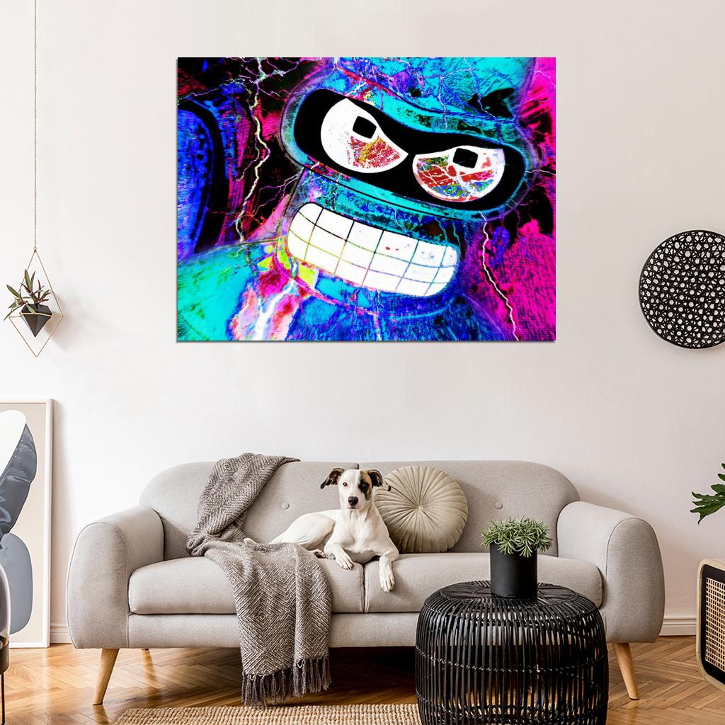 Bender Rodriguez Cool Acid Art Futurama Wall Art Print Poster