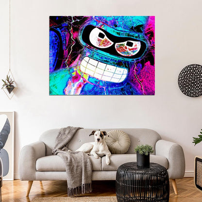 Bender Rodriguez Cool Acid Art Futurama Wall Art Print Poster