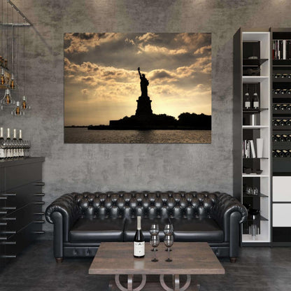 Statue of Liberty Sunset New York USA Wall Art Print Poster