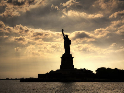 Statue of Liberty Sunset New York USA Wall Art Print Poster