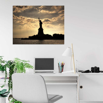 Statue of Liberty Sunset New York USA Wall Art Print Poster