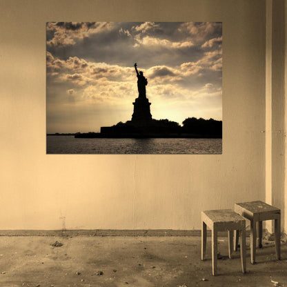 Statue of Liberty Sunset New York USA Wall Art Print Poster