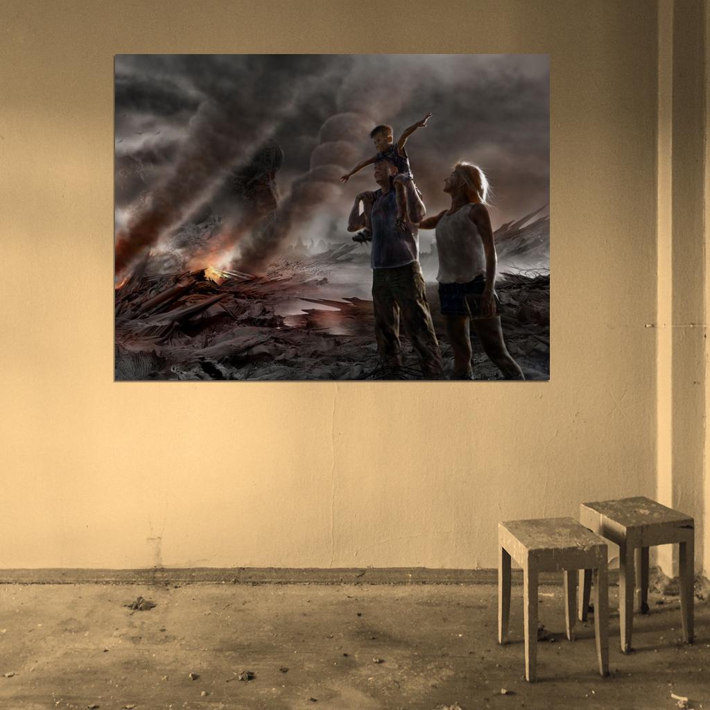 Family Post Apocalyptic Art Ruins Wall Art Print Poster