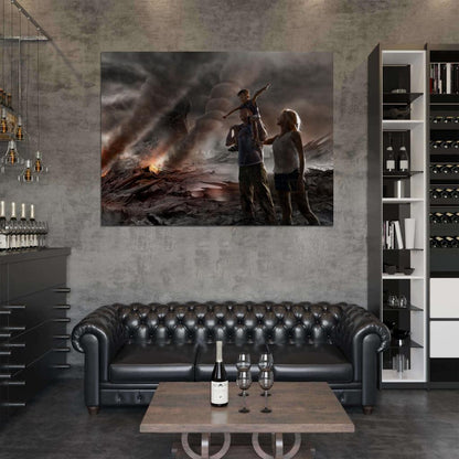 Family Post Apocalyptic Art Ruins Wall Art Print Poster