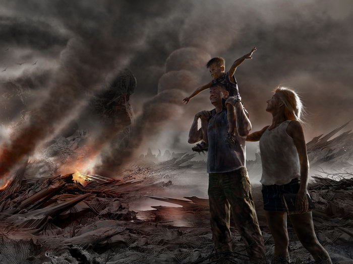 Family Post Apocalyptic Art Ruins Wall Art Print Poster