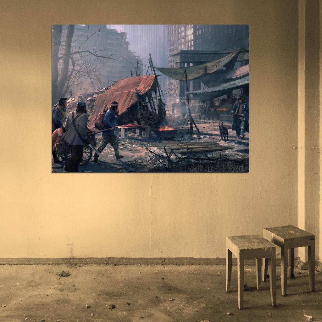 Post Apocalyptic City Ruins Raiders Bandits Painting Art Wall Art Print Poster