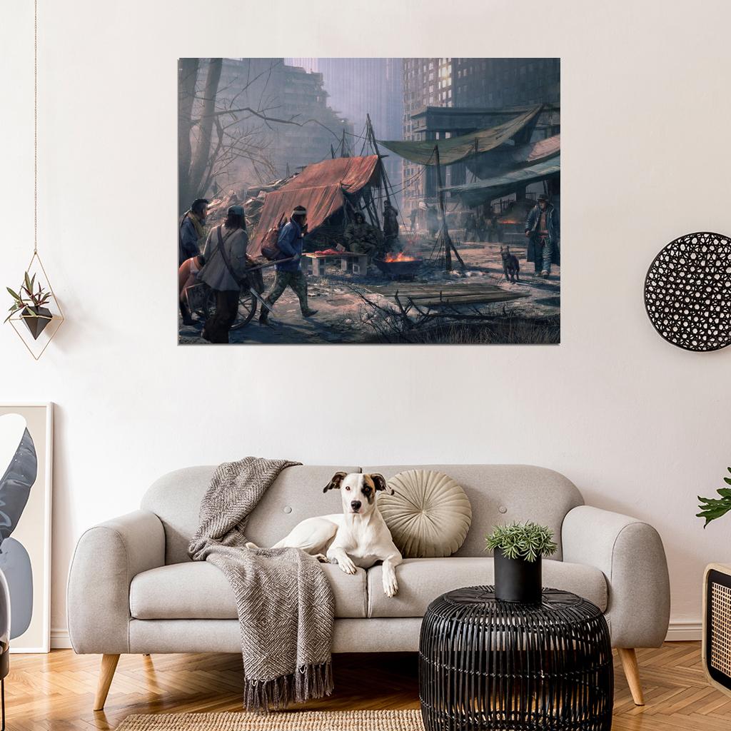 Post Apocalyptic City Ruins Raiders Bandits Painting Art Wall Art Print Poster