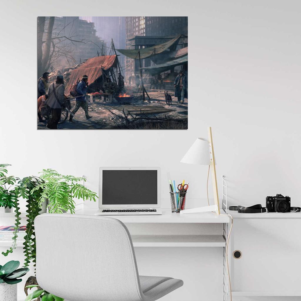 Post Apocalyptic City Ruins Raiders Bandits Painting Art Wall Art Print Poster